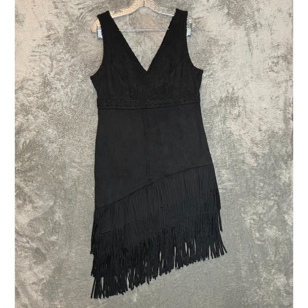Idyllwind Women L Western Nashville Rocker Fringe Faux Suede Asymmetrical Dress